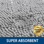 Bathroom Rugs Sets 2 Piece,Super Absorbent Chenille Bath Mats and U-Shaped Toilet Rug,Strong PVC Non Slip Backing,Microfiber Washable Dry Quickly Bath Mats for Bathroom(20"x32"+20"x20"U, Light Grey)