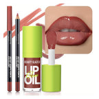 2Pcs Lip Gloss & Lip Liner Set – Cocoa Brown, 90S Ombre Lips, Retro Gradient Lip, Plumping Effect, Full Volume Lips, High Shine Gloss, Viral Lip Combo, Fuller Looking Lips Glassy Lip (#V04+107)