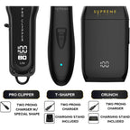 Supreme Trimmer 3-In-1 Barber Bundle | Pro Clipper Lite, T-Shaper Trimmer & Crunch Foil Shaver | Professional Beard Trimmer Men’S Hair Clipper Kit | Black