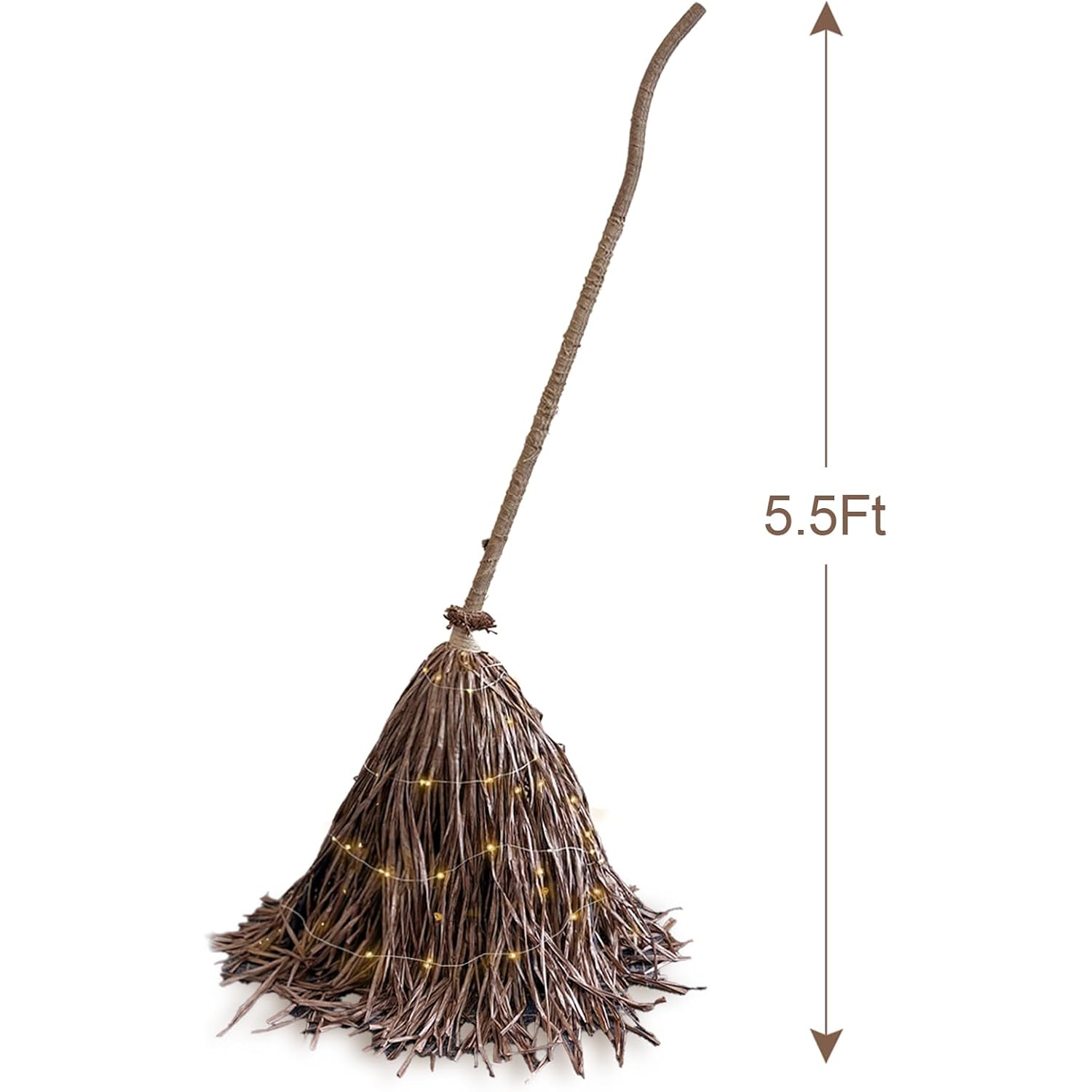 Halloween Decorations - 5.5 Ft Giant Light-Up Witches Broom | Rustic Farmhouse Decoration, Fall Decor For Home, Indoor Outdoor Decoration, For Front Door Porch