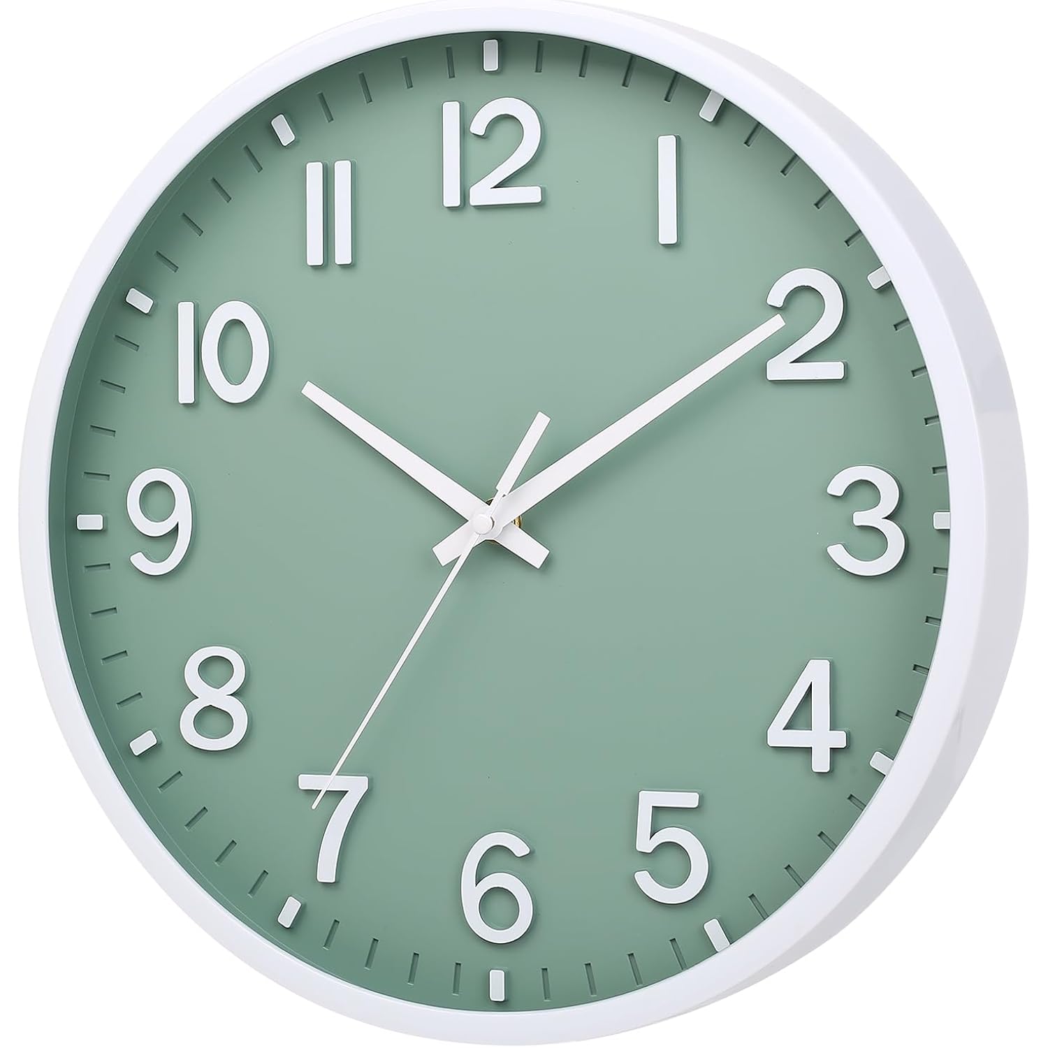 Wall Clocks Battery Operated 8 Inch Modern Wall Clock,Silent Non Ticking Wall Clock For Living Room Bedroom Kitchen Office Classroom Decor (Green White)