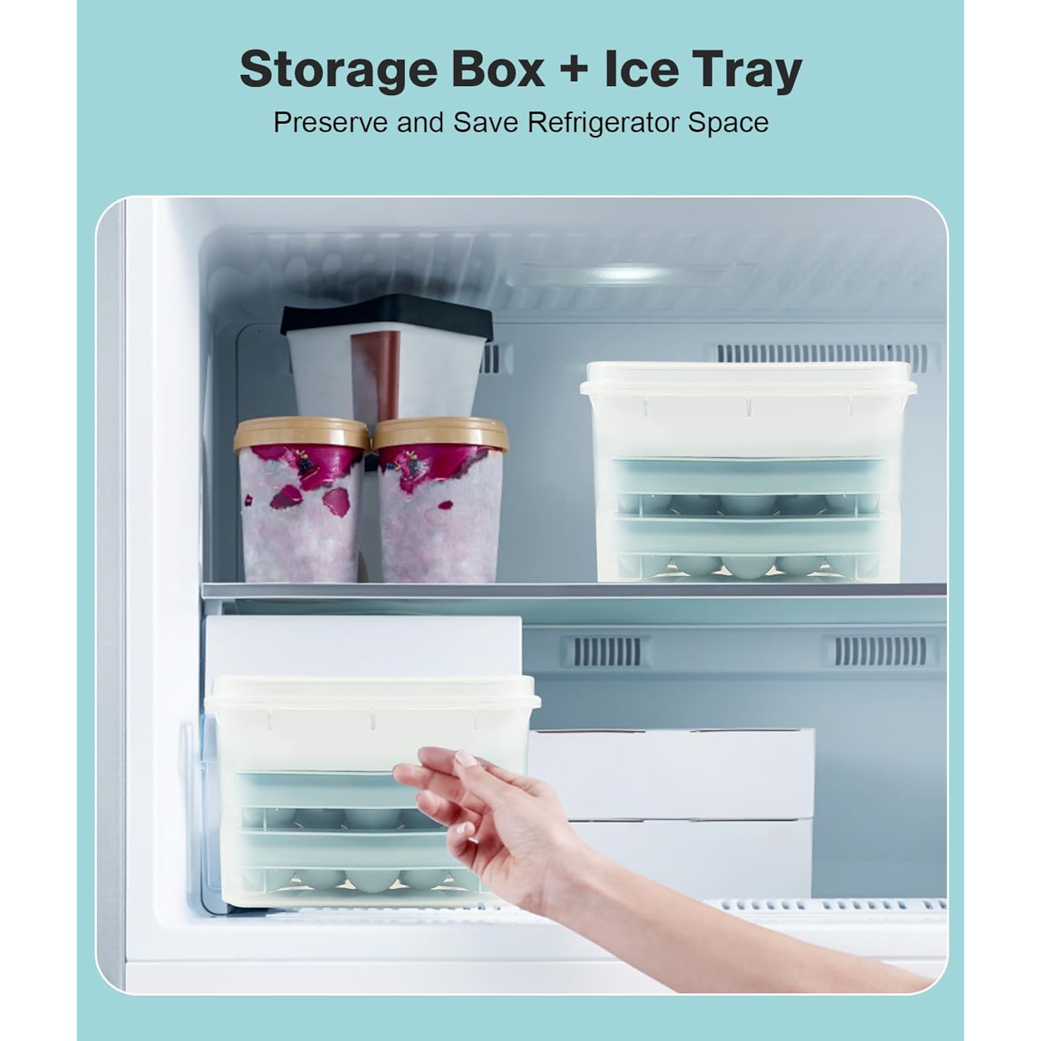 Ice Cube Tray with Lid and Bin – Round Ice Cube Trays for Freezer, BPA-Free Food-Grade Ice Mold, Stackable Ice Ball Maker, Iced Bucket Kits, Circle Ice Tray for Cocktails, Whiskey, Coffee, and Drinks