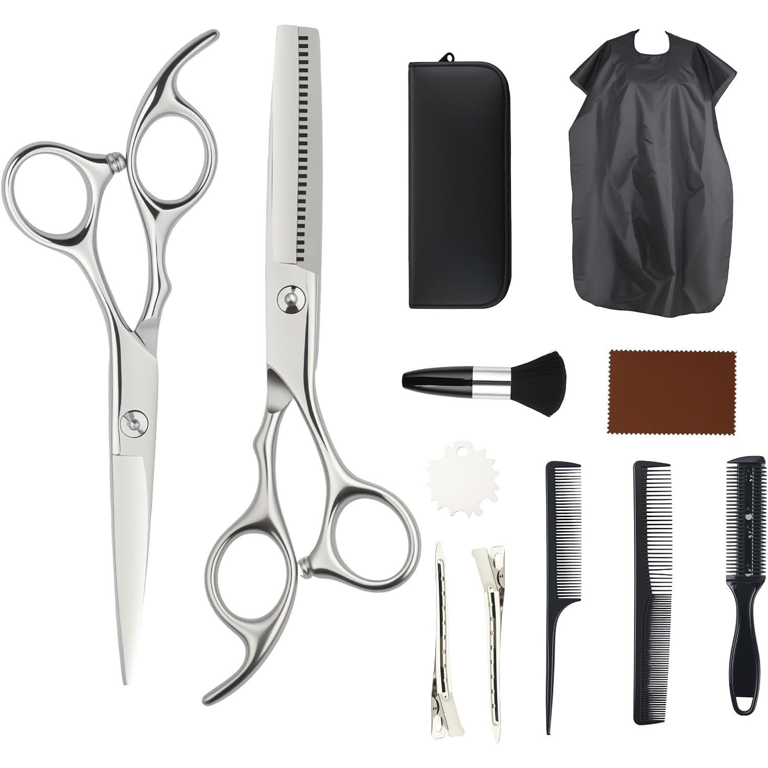 12-Piece Professional Hairdressing Scissors Set—Stainless Steel Hairdressing Scissors, Flat-Cut Blades for Stylists Unisex Haircutting Tool Set for Boys and Girls Stylist Supplies