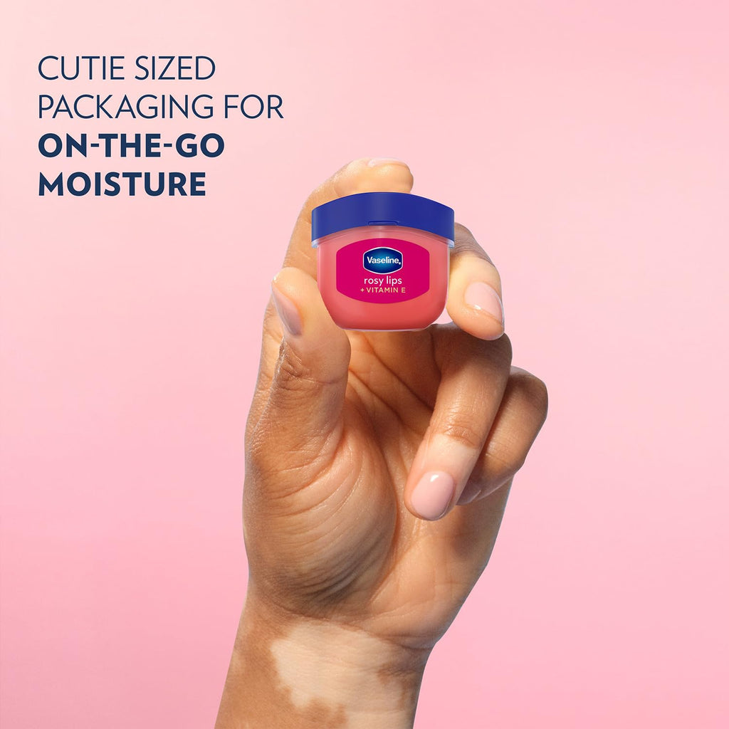 Vaseline Lip Therapy Rosy Lips 3-Pack – Moisturizing Lip Balm For Very Dry Lips In Mini Jars, 0.25 Oz.