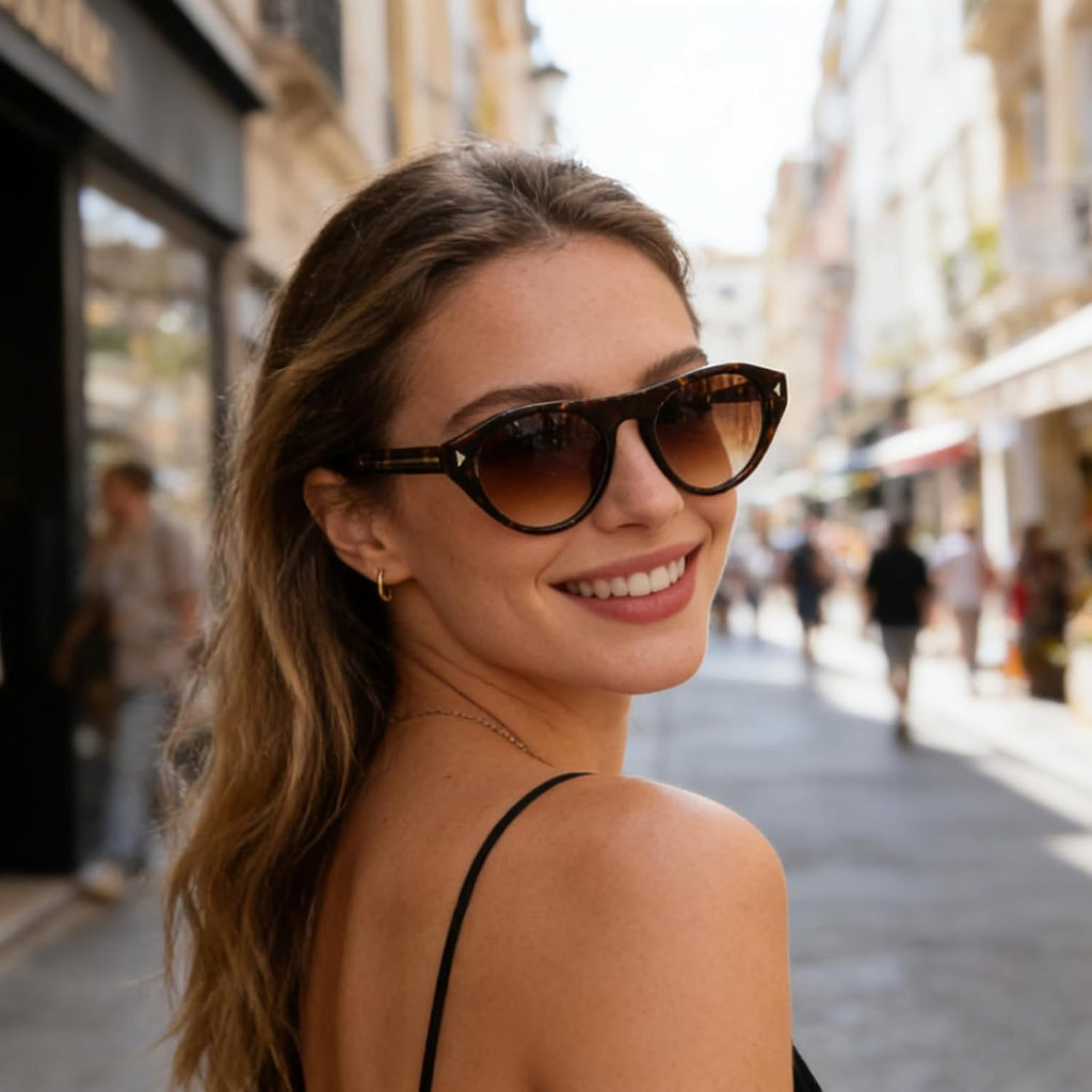 Verfimaci Retro Oval Cat Eye Sunglasses for Women Men,Trendy Cateye Shades Small Narrow Vintage Sun Glasses UV Protection Tortoise/Gradation Brown