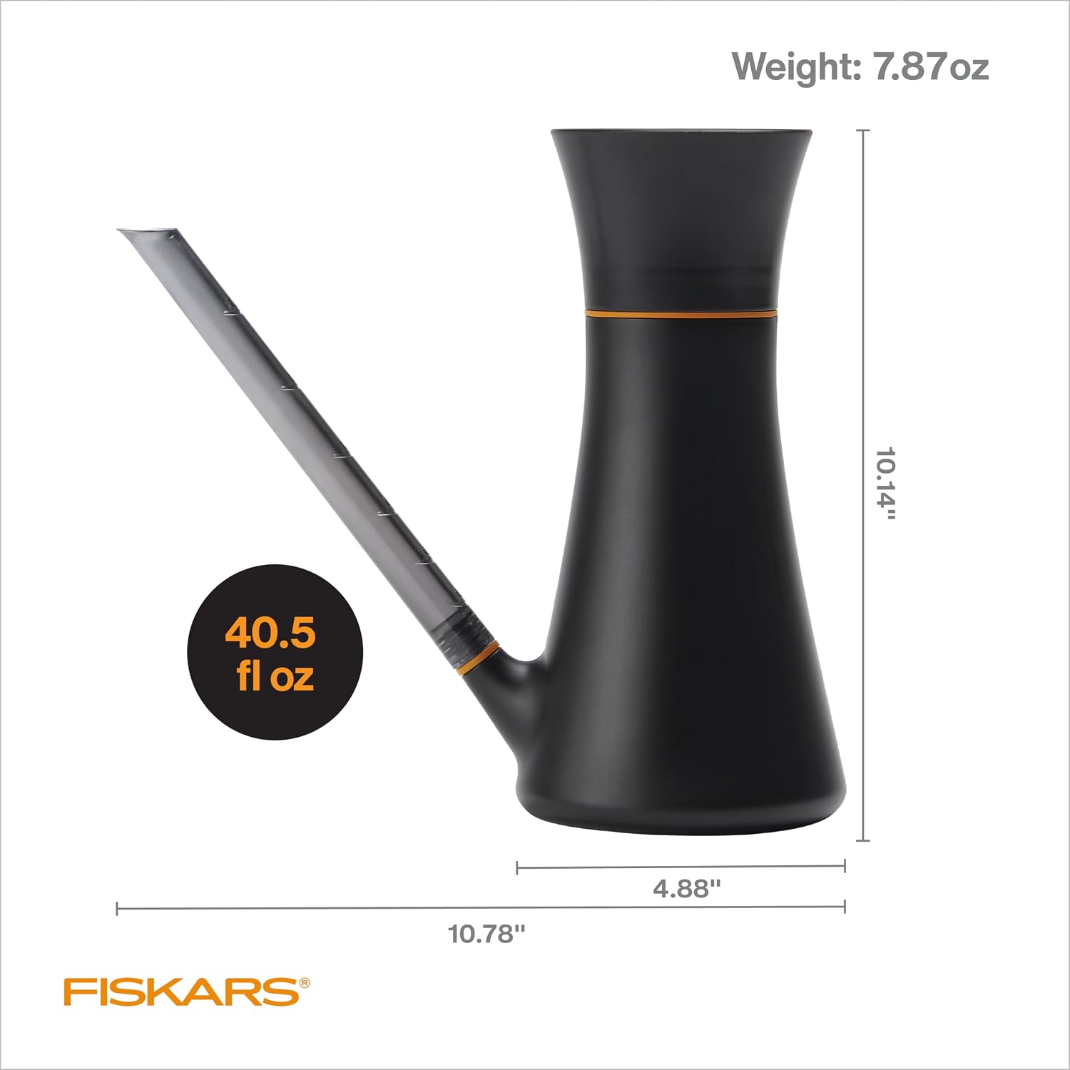 Fiskars Indoor Watering Can, Long Reach Spout For Precision Hydration On House Plants, Flowers & Garden, Anti-Drip Nozzle With Translucent Volume Markings, Ergonomic Recycled Plastic Body, 40 Oz
