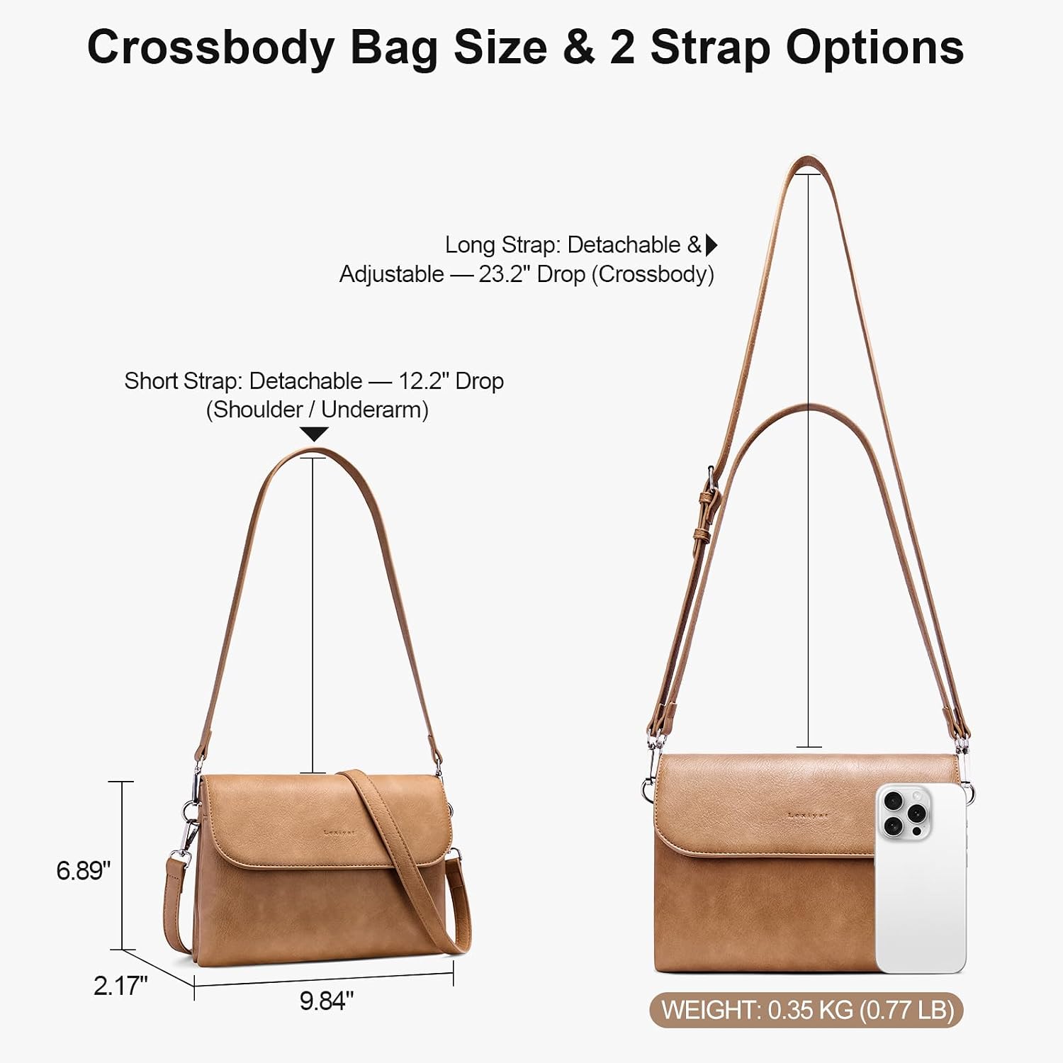 Crossbody Bags For Women Vegan Leather Travel Small Cell Phone Purse Rfid Shoulder Bag With 2 Straps