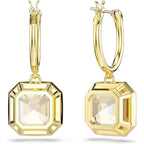 Swarovski Millenia drop earrings, Square cut, Caramel, Gold-tone Finish