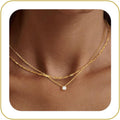 Tewiky Dainty 14k Gold Plated/Silver Cubic Zirconia Necklaces for Women, Simple CZ Jewelry Necklaces Trendy Gifts