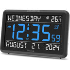 Dreamsky Large Digital Clock With Date And Day Of Week For Seniors | Electric Desk Clock For Elderly, Bedroom Alarm Clock With Battery Backup, Dimmer, Usb, Auto Dst, Temperature, Volume Control