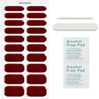 JMEOWIO Semi Cured Gel Nail Strips Wine Red Gel Nail Stickers Wraps UV/LED Nails Art Design Decoration Accessories