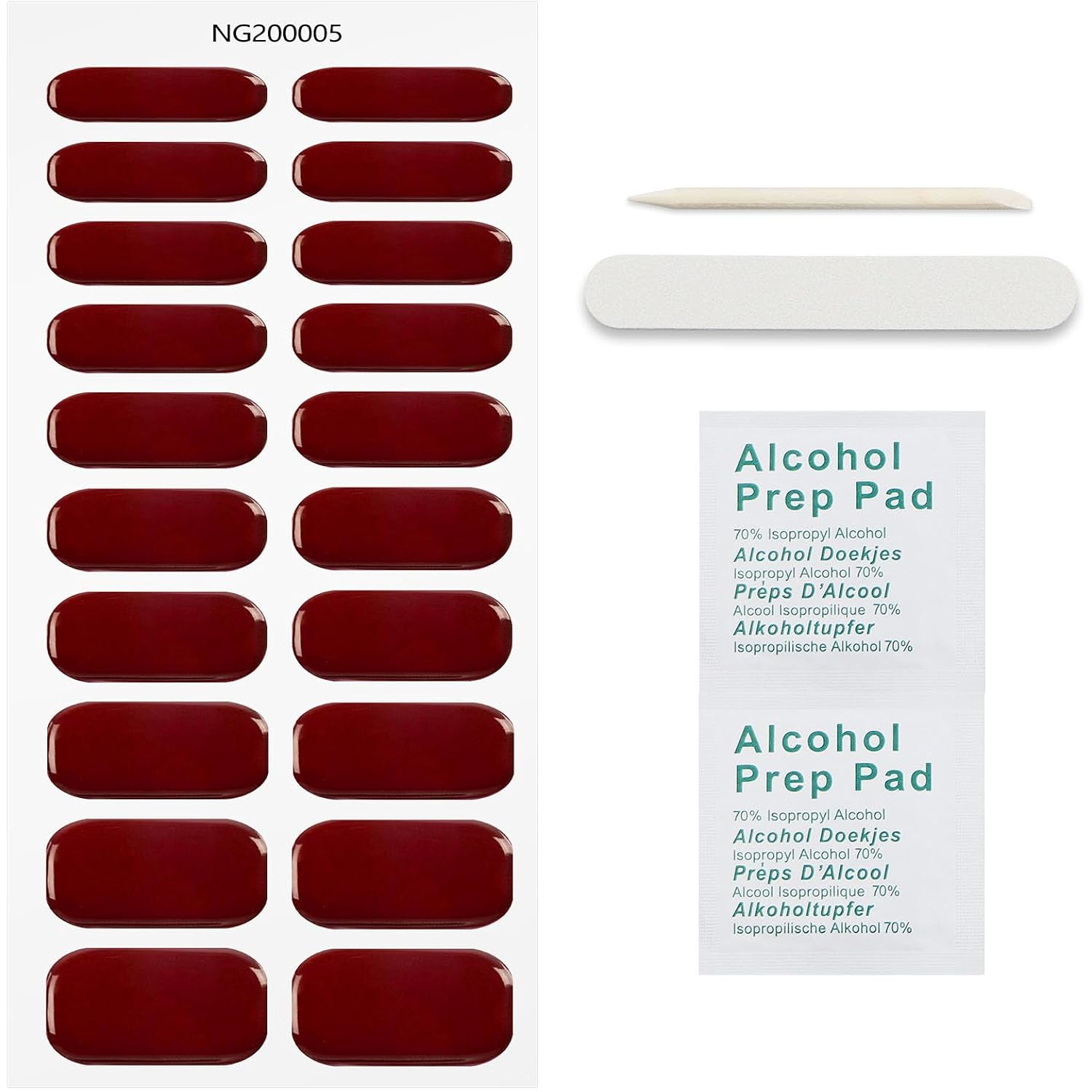JMEOWIO Semi Cured Gel Nail Strips Wine Red Gel Nail Stickers Wraps UV/LED Nails Art Design Decoration Accessories
