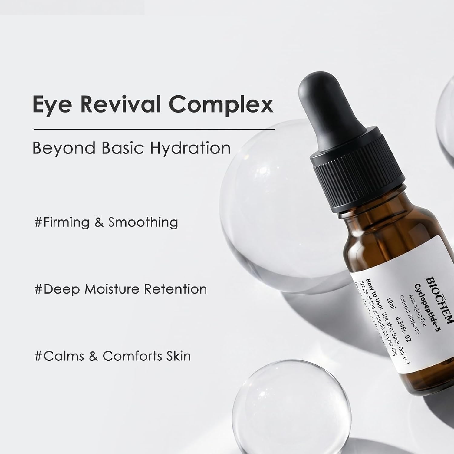 Biochem Cyclopeptide-5 Anti-Aging Eye Contour Mini Ampoule – Firming & Hydrating Serum With Hyaluronic Acid, Under-Eye Treatment, Reduces Bags, Fine Lines & Crow’S Feet – 0.34 Fl. Oz /10 Ml