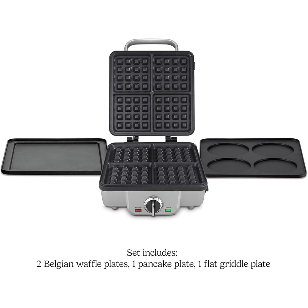 Cuisinart Belgian Waffle Maker With Pancake, Nonstick Plates, 6 Browning Levels, Ready Indicator Lights, Temperature Control, Deep Waffle Pockets, Brushed Stainless, Waf-300Nas