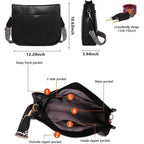 Vegan Leather Crossbody Bags For Women, Crossbody Purse With Guitar Strap Zipped Pockets Handbag Shoulder Bag
