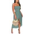Chicme Women'S Strapless Maxi Bodycon Dresses Wrap Asymmetrical Beach Maxi Long Dress Beach Sunset Dress