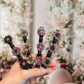 2 Pcs Sparkling Crystal Stone Braided Hair Clips, 2024 New Satin Fabric Hair Bands Rhinestone Four-Leaf Clover Hair Clip,Duck Bill Clips For Women Girls (4 Pcs)