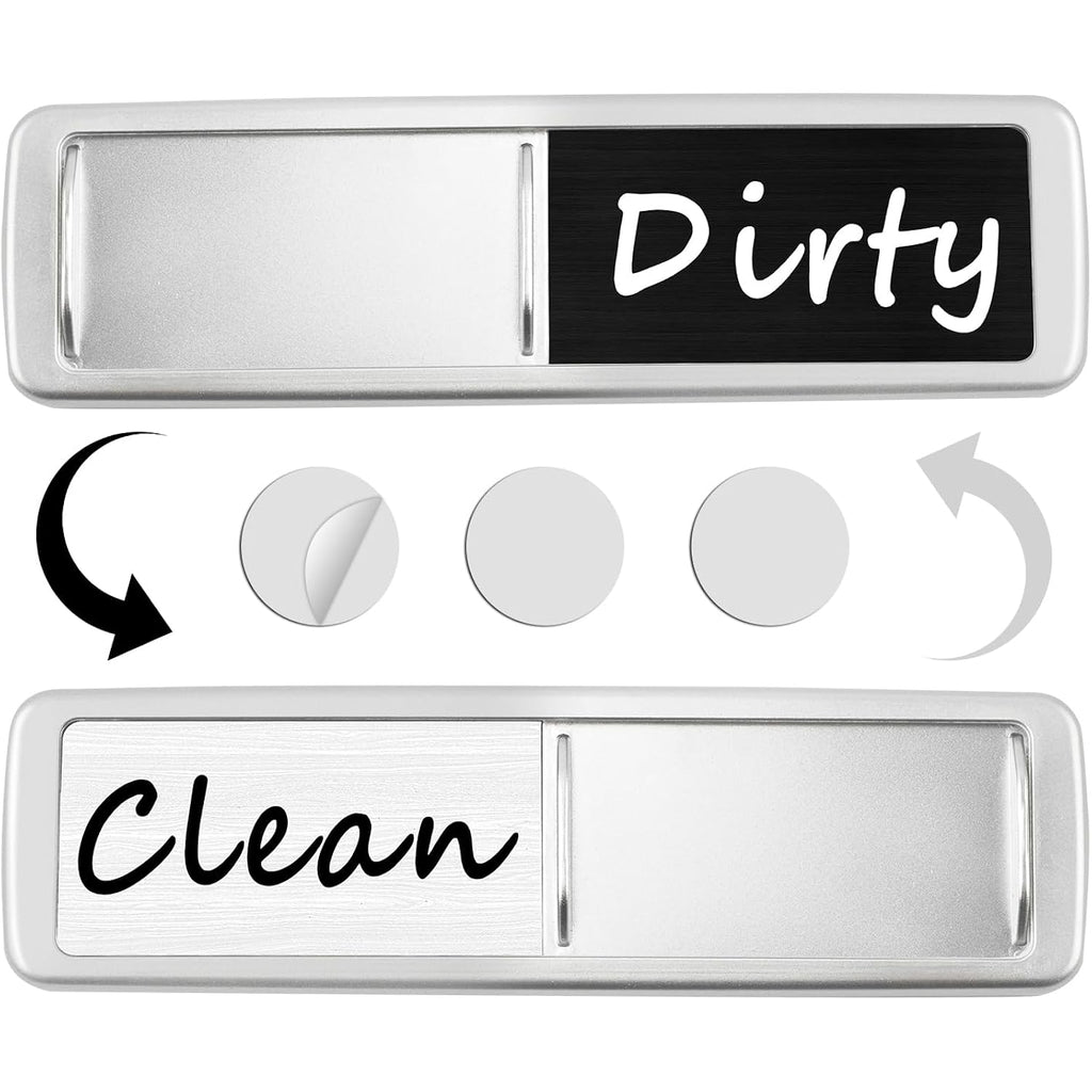 Dishwasher Magnet Clean Dirty Sign, Slide Strong Clean And Dirty Magnet Indicator For Dishwasher, Non-Scratch, Easy To Read, Self-Adhesive Stickers For Non-Magnetic Dishwasher, Refrigerator