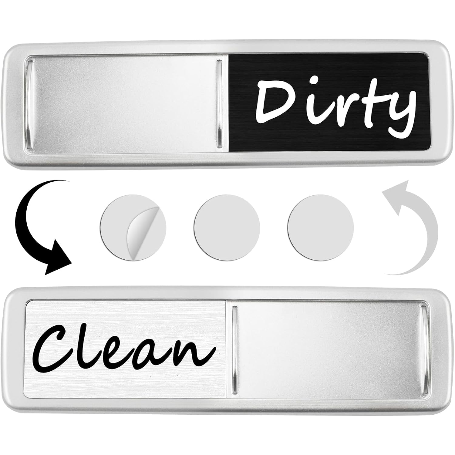 Dishwasher Magnet Clean Dirty Sign, Slide Strong Clean And Dirty Magnet Indicator For Dishwasher, Non-Scratch, Easy To Read, Self-Adhesive Stickers For Non-Magnetic Dishwasher, Refrigerator