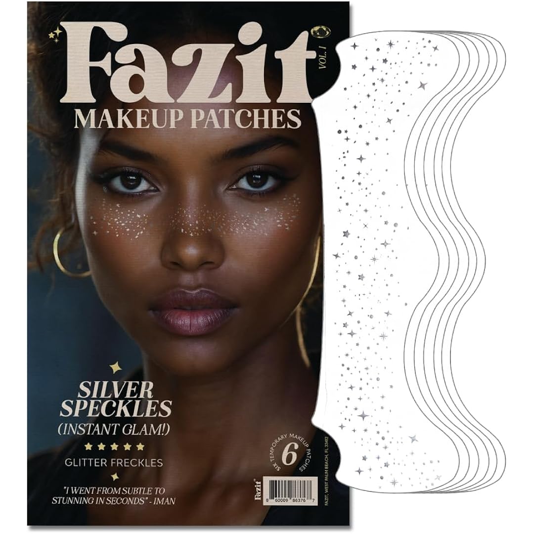 Fazit Makeup Patches - Silver Speckles - Glow Up Make-Up Patches - Cute Glitter Makeup Accessories for Women - Cosmetic Glitter for Face
