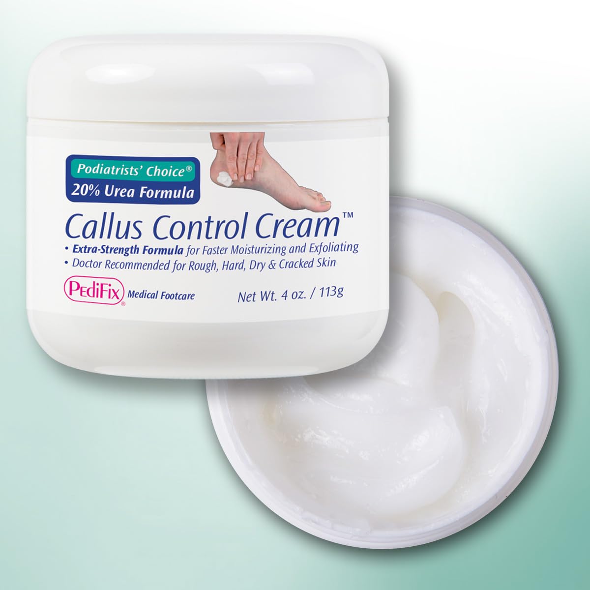 Pedifix Podiatrists' Choice 20% Urea Callus Control Extra Strength Foot Cream 4 Oz. (113g) - Professional Treatment for Dry, Cracked Feet, Callus & Foot Care Relief