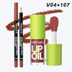 2Pcs Lip Gloss & Lip Liner Set – Cocoa Brown, 90S Ombre Lips, Retro Gradient Lip, Plumping Effect, Full Volume Lips, High Shine Gloss, Viral Lip Combo, Fuller Looking Lips Glassy Lip (#V04+107)