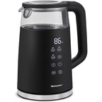 Elite Gourmet 1.7L Dual Wall Cool Touch Electric Tea Kettle, Borosilicate Glass, 304 Stainless Steel Interior, Programmed Digital Touchscreen, Keep Warm, Auto Off & Audible Indicator, Black
