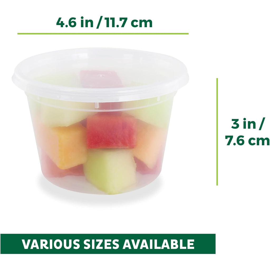 Freshware Food Storage Containers [50 Set] 16 oz Plastic Deli Containers with Lids, Slime, Soup, Meal Prep Containers | BPA Free | Stackable | Leakproof | Microwave/Dishwasher/Freezer Safe