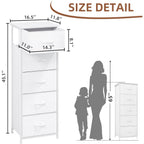 Somdot Tall Dresser For Bedroom With 5 Drawers, Storage Organizer Chest Of Drawers With Removable Fabric Bins For Closet Bedside Living Room Laundry Entryway Hallway, White Leather