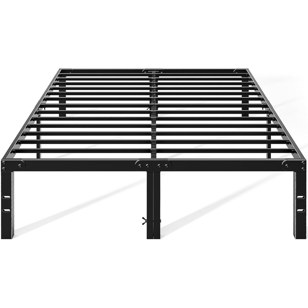 OLIXIS Metal Queen Bed Frame - 14in High with Storage Space, No Box Spring Needed with Sturdy Steel Slat Support, 2200LBS Heavy Duty for Easy Assembly, Black for Bedroom