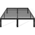 OLIXIS Metal Queen Bed Frame - 14in High with Storage Space, No Box Spring Needed with Sturdy Steel Slat Support, 2200LBS Heavy Duty for Easy Assembly, Black for Bedroom