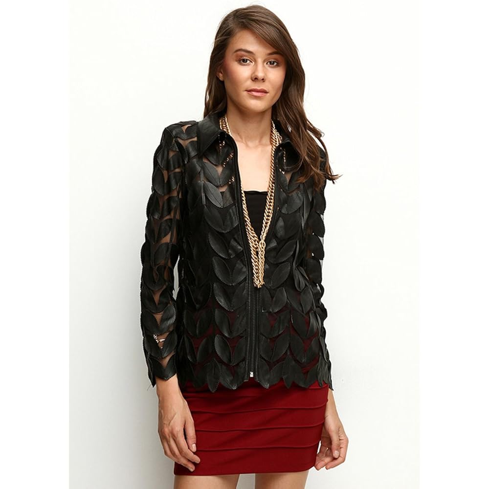 Zamback Design Handmade Leaf Leather Jacket