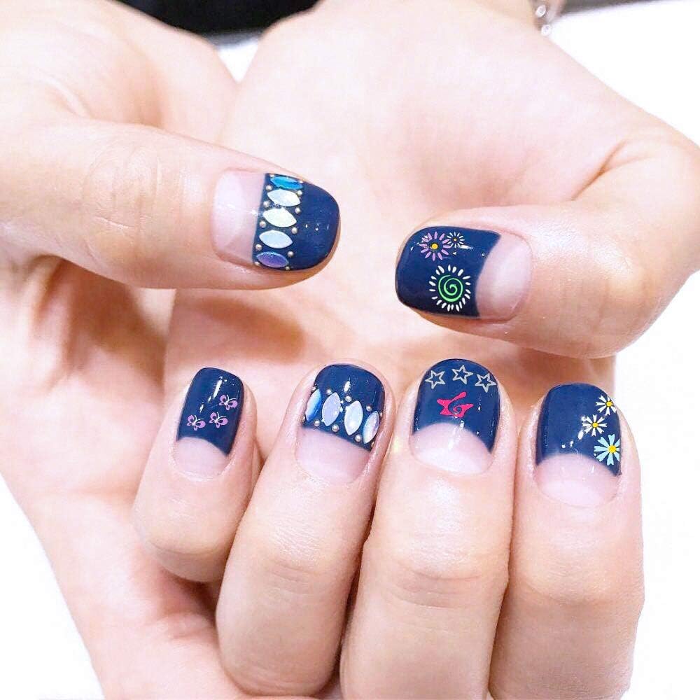 EBANKU 24Sheets Fluorescence Nail Art Stickers Decals 3D Self-Adhesive Butterfly Flower Love Fruits Pattern DIY Decoration Tools Accessories for Women Kids