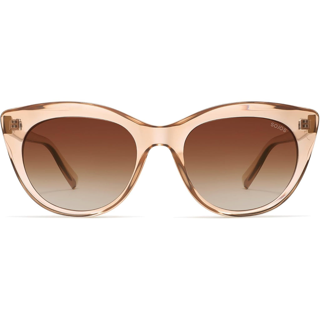 SOJOS Trendy Polarized Sunglasses for Women,Retro Cat Eye Womens Sun Glasses SJ2221 Crystal Brown