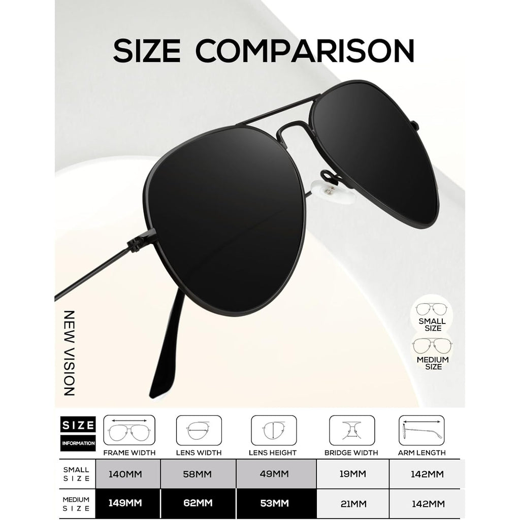 KALIYADI Classic Aviator Sunglasses for Men Women Driving Sun glasses Polarized Lens UV Blocking