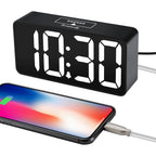 Dreamsky Small Digital Alarm Clock For Bederoom, Large Big Numbers Display With Dimmer For Living Room, Electric Bedside Desk Clock With Usb Charging Port, Adjustable Volume, Usb-C Adapter Powered