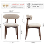 Colamy Wooden Dining Chairs Set Of 4, Modern Fabric Upholstered Kitchen Side Chairs, Farmhouse Dining Room Chair With Foot Pegs, Beige