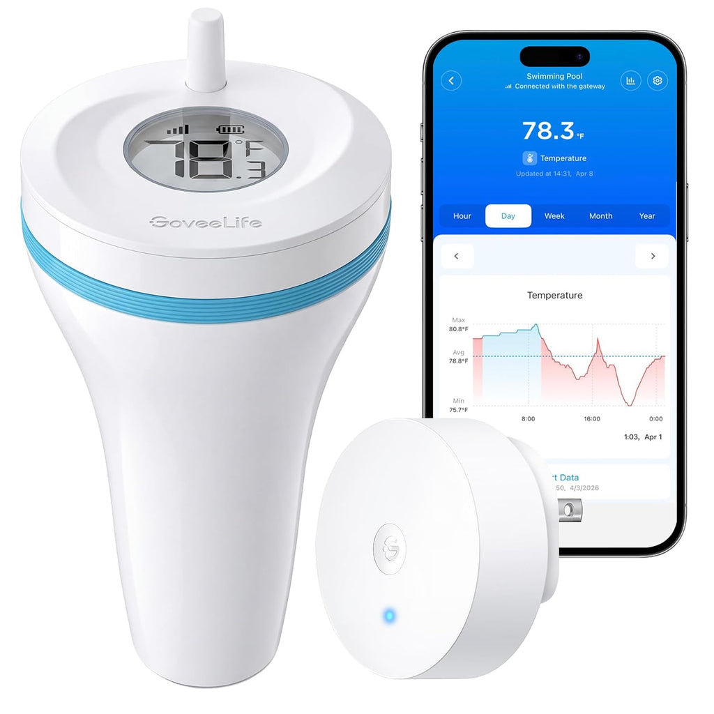 Goveelife Smart Wireless Pool Thermometer P2, With App Easy Read | Digital Pool Thermometer Floating, Ip68 Waterproof, 1082Ft Range, App/Buzzer/Email Alarm, For Swimming Pool/Cold Plunge/Pond