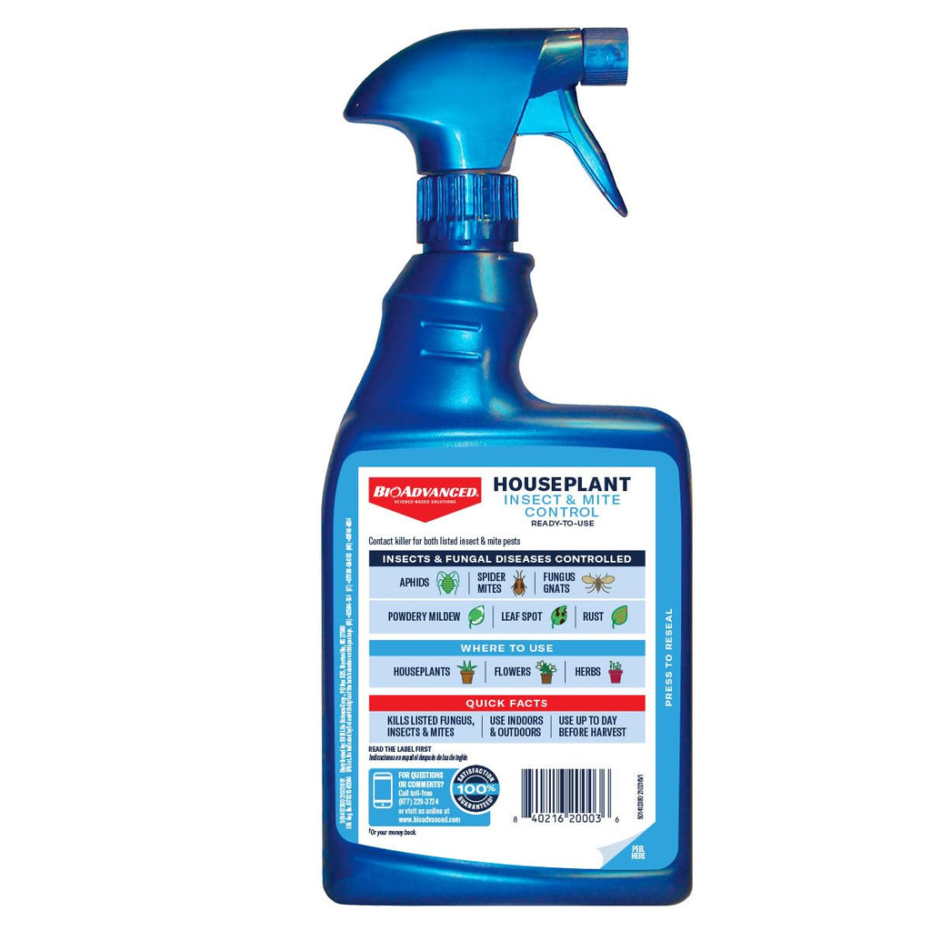 Bioadvanced Houseplant Insect And Mite Control Spray - Insecticide, Fungicide & Miticide - Ready-To-Use - Houseplant Insect Control - 24 Fl Oz Bottle