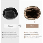 Befen Genuine Leather Bucket Bag For Women, Soft Pebbled Leather Bucket Shoulder Bag, Everyday Casual Tote Bag Minimalist