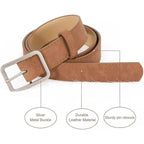 XZQTIVE Women Suede Belts for Women Fashion Leather Belts With Silver Buckle Ladies Waist Belt For Jean Pant Dress
