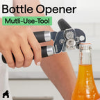 Gorilla Grip Heavy Duty Stainless Steel Smooth Edge Manual Can Opener And Bottle Openers, Us Designed, Comfortable Handle, Oversized Handheld Turn Knob, Multifunctional Kitchen Tool, Onyx