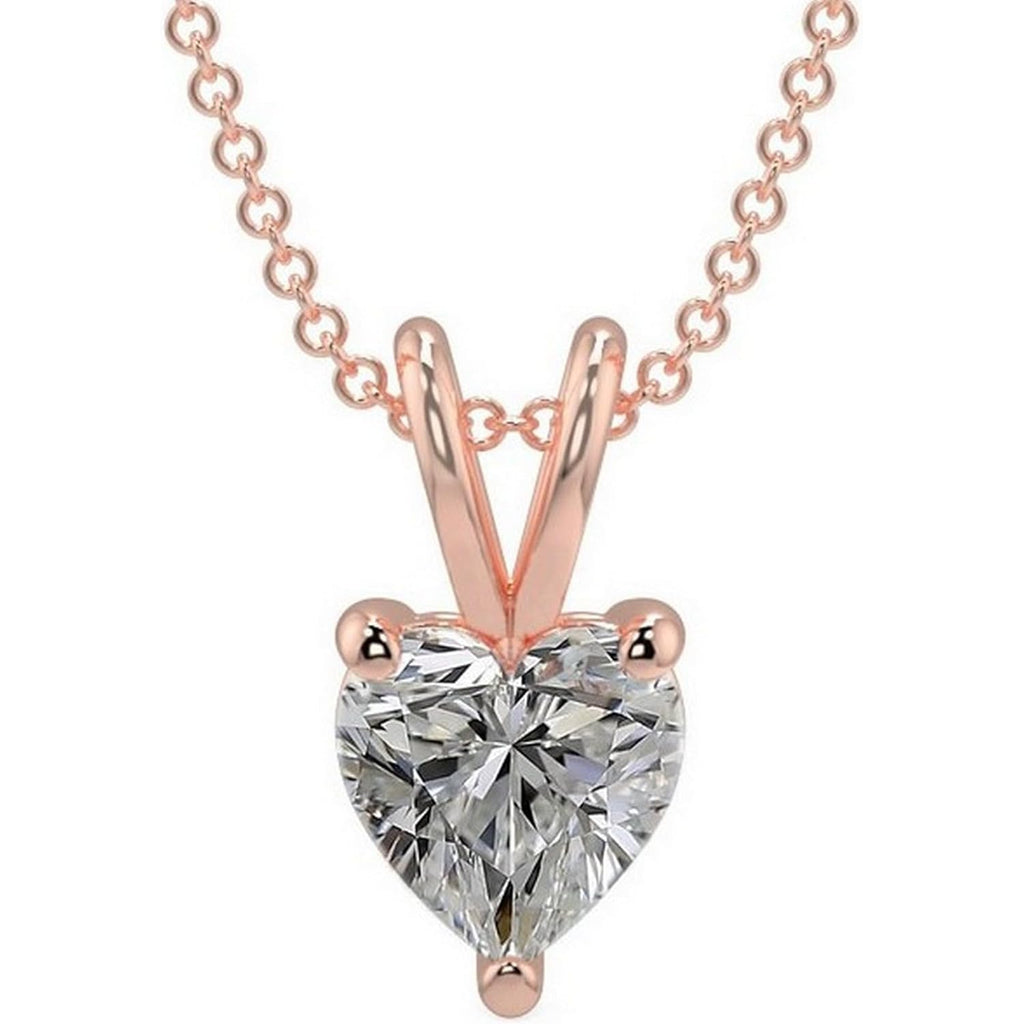 Fascinating Diamonds IGI Certified Lab Grown Diamond Solitaire Pendant 14K Gold 1/2-5 Carat 4 Prong Diamond Necklace 18 Inch Gold Chain For Women (E-F-G, VS1-VS2, 0.50-5 C.t.w)
