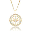 Compass Necklace for Women, 925 Sterling Silver Pendant Jewelry Cubic Zirconia Unisex Senior High School College for Masters Degree Graduation Birthday Christmas Ideas Gift