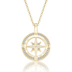 Compass Necklace for Women, 925 Sterling Silver Pendant Jewelry Cubic Zirconia Unisex Senior High School College for Masters Degree Graduation Birthday Christmas Ideas Gift