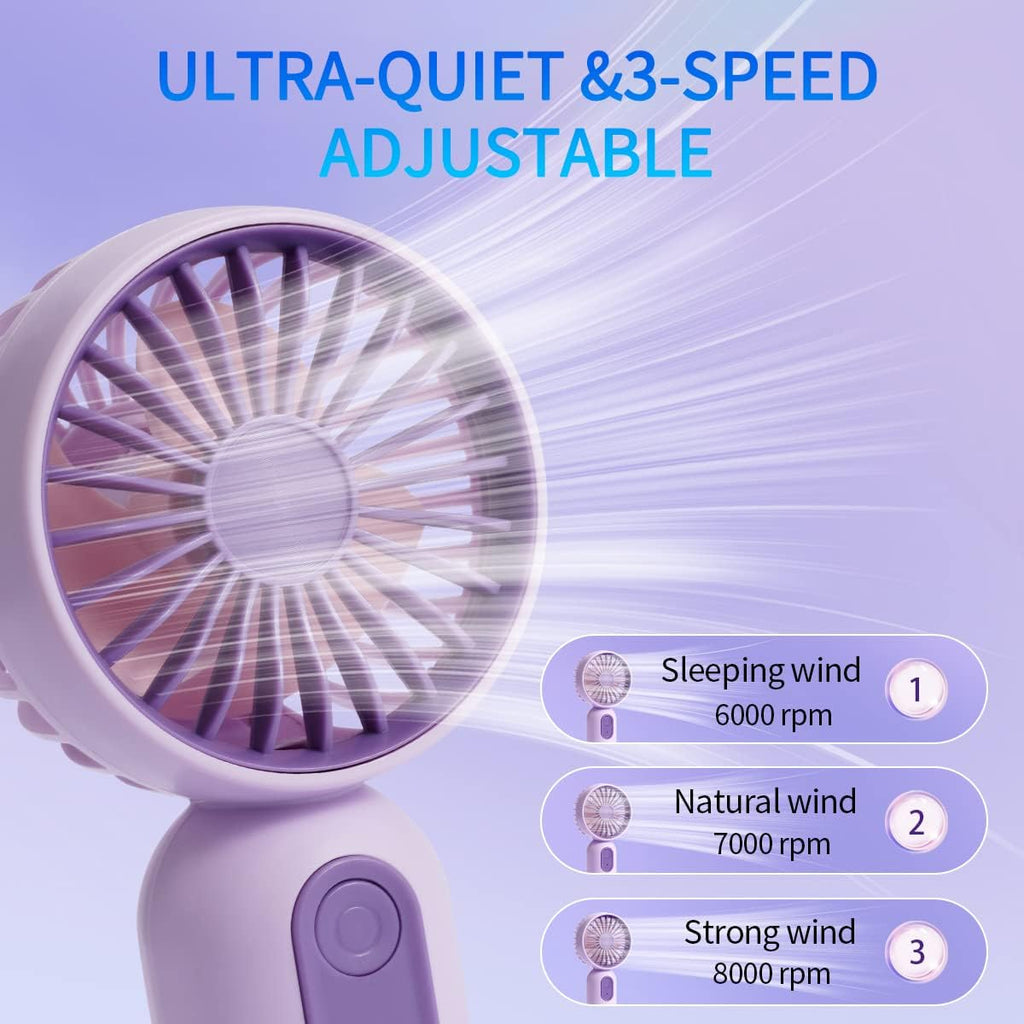 Mini Portable Fan 3 Pack, Cute Handheld Battery Operated Lightweight Small Personal Fan With 3 Speeds And Usb Rechargeable Eyelash Fans For Women Men Office Outdoor Travel Camping