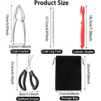 suoundey Seafood Cracker Tool Set With Lobster Sheller Stainless Steel Crab Crackers Crab Leg Fork Seafood Scissors And Storage Bag, Crab Leg Pick Utensils Set Crab Eating Tools (9Pcs)