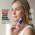 4Th Of July Outfits For Women,Patriotic Red White And Blue Body Glitter Stick,Sparkling Face Hair Glitter,American Flag Makeup For Independence Day Anniversary (2Pc)