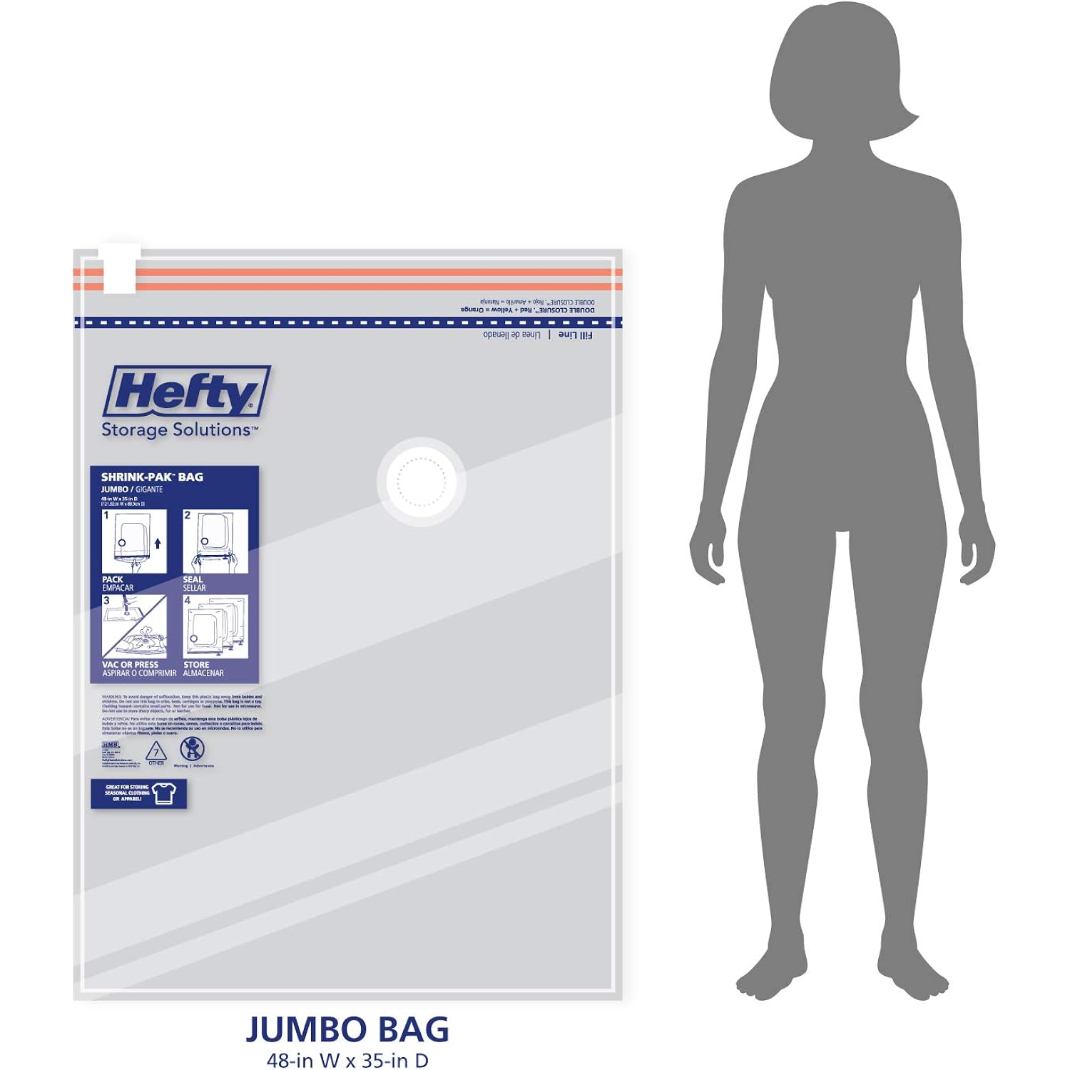 Space Bags Vacuum Storage Bags For Bedding Jumbo Compression 3 Pack Clear For Comforters Blankets (3 Jumbo/Bedding Solo)