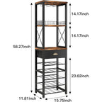 Homeiju Wine Rack Freestanding Floor, Bar Cabinet For Liquor And Glasses, 4-Tier Bar Cabinet With Tabletop, Glass Holder, Storage Drawer And Wine Storage For Living Room (Patent No.D29872845)